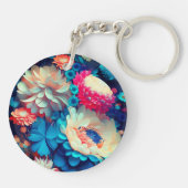 Porte-clés Fleurs bleues Arrière - plan-1 (Dos)