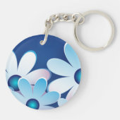 Porte-clés Fleurs Bleues & Blances Ajouter Votre Nom (Dos)