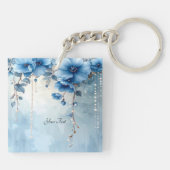 Porte-clés Fleurs Bleues et Perles (Dos)