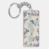 Porte-clés Fleurs Bleues, Fleurs Violettes, Motif Floral (Devant gauche)