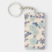 Porte-clés Fleurs Bleues, Fleurs Violettes, Motif Floral (Devant)