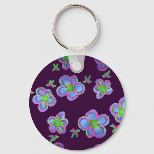Porte-clés Fleurs bleues mignonnes ! (Recto)