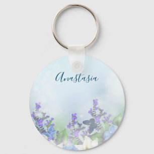 Porte-clés Fleurs bleues modernes