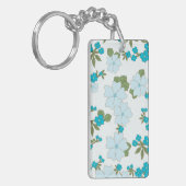 Porte-clés Fleurs Bleues, Motif Floral, Motif De Fleurs (Devant gauche)
