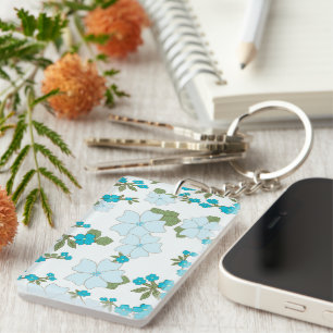 Porte-clés Fleurs Bleues, Motif Floral, Motif De Fleurs