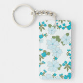 Porte-clés Fleurs Bleues, Motif Floral, Motif De Fleurs (Devant)