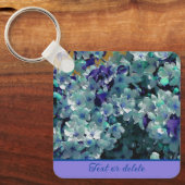 Porte-clés Fleurs bleues Personnalisées (Recto)