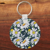 Porte-clés Fleurs chamomiles : Aquarelle bleu foncé. (Verso)
