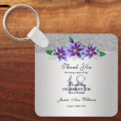 Porte-clés Fleurs Clematis et Argent Classy 18e anniversaire (Recto)