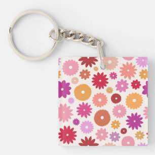 Porte-clés Fleurs Colorées Grand Motif