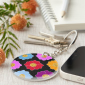 Porte-clés Fleurs colorées motif (Devant droit)