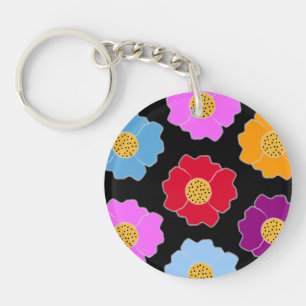 Porte-clés Fleurs colorées motif