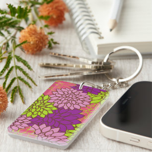 Porte-clés Fleurs Dahlia, Fleurs Colorées, Motif Floral