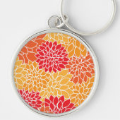 Porte-clés Fleurs Dahlia, Motif De Fleurs, Dahlia Orange (Devant)
