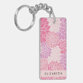 Porte-clés Fleurs Dahlia Roses, Motif De Fleurs, Votre Nom (Devant gauche)