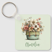 Porte-clés Fleurs dans un pot Cozy Shabby Mignon (Recto)