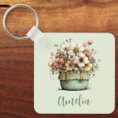 Porte-clés Fleurs dans un pot Cozy Shabby Mignon (Recto)