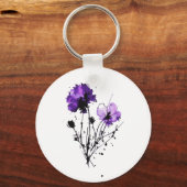 Porte-clés Fleurs d'aquarelle Abstraites (Verso)
