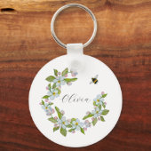 Porte-clés Fleurs d'aquarelle des arbres du jardin et des bou (Recto)