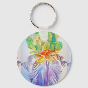 Porte-clés Fleurs d'aquarelle d'Iris mauve fleurie Key Ring