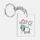 Porte-clés Fleurs d'aquarelle du meilleur script cadeau de ta (Devant gauche)