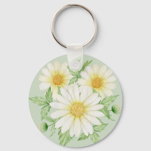 Porte-clés Fleurs d'aquarelle marguerite (Recto)