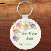 Porte-clés Fleurs d'aquarelle Mariage Faveur Porte - clé (Recto)