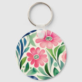 Porte-clés Fleurs d'aquarelle rose Art (Verso)