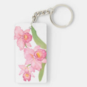 Porte-clés Fleurs d'aquarelle rose exotique (Dos)