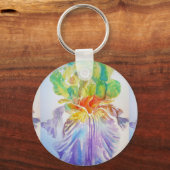 Porte-clés Fleurs d'aquarelle violet Iris fleuris floral Key  (Recto)