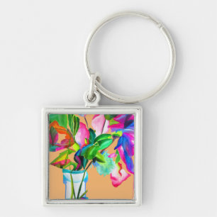 Porte-clés Fleurs d'art aquarelle florale moderne