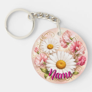 Porte-clés Fleurs d'avril Marguerites et Pois de senteur
