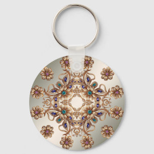 Porte-clés Fleurs de Bijou en Or Élégant