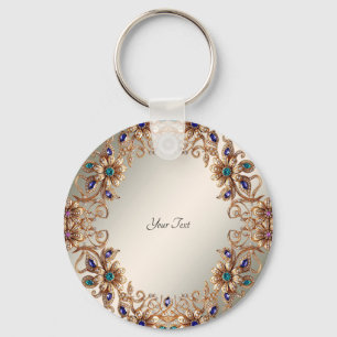 Porte-clés Fleurs de Bijou en Or Élégant