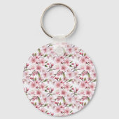Porte-clés Fleurs de cerisier roses magnifiques (Verso)