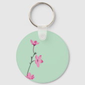 Porte-clés Fleurs de cerisiers roses, Vert menthe, photo (Verso)