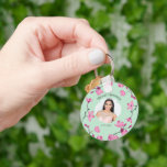Porte-clés Fleurs de cerisiers roses, Vert menthe, photo<br><div class="desc">Créez un cadeau de conservation spécial lorsque vous ajoutez votre propre photo et texte à ce porte - clé. Votre photo apparaît dans un cadre de forme élégante,  encadré d'un arrière - plan vert menthe et entouré de fleurs de cerisier rose.</div>