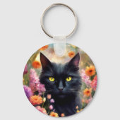 Porte-clés Fleurs de chats noirs Jardin Chat 736 (Verso)