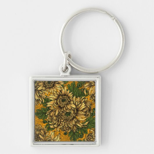 Porte-clés Fleurs de chrysanthème jaune (Devant)