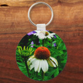 Porte-clés Fleurs de cônes blanches et orange (Recto)