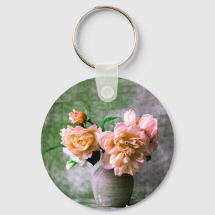 Porte-clés Fleurs de corail en Vase gris rose orange