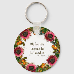 Porte-clés Fleurs de couronne Verdure Floral Religieux