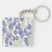 Porte-clés Fleurs de crocus aquarelles (Dos)