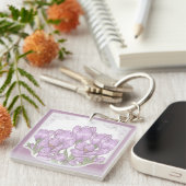 Porte-clés Fleurs de Crocus pourpres printanières (Devant Droit)
