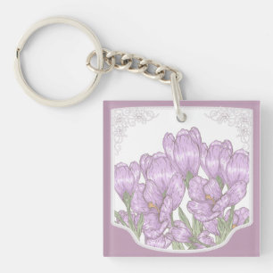 Porte-clés Fleurs de Crocus pourpres printanières