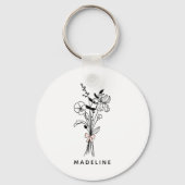 Porte-clés Fleurs de Demoiselle d'Honneur Personnalisées avec (Recto)
