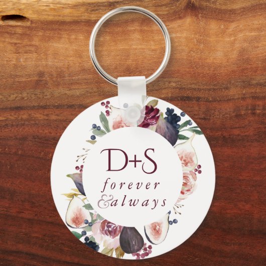 Porte-clés Fleurs de fig. | Moody Floral Wreath Monogram Favo (Recto)