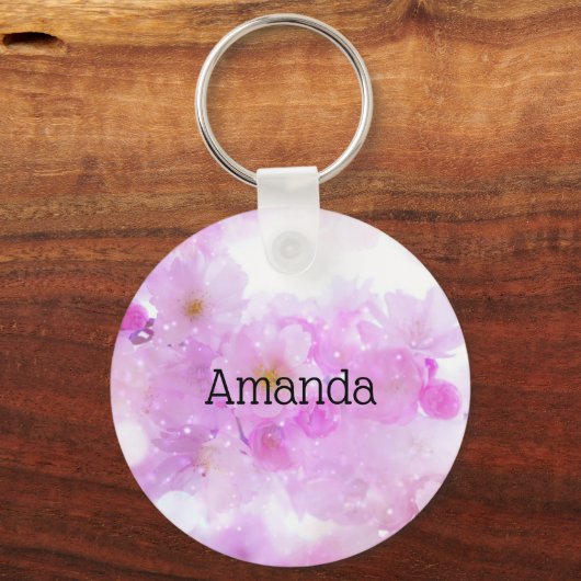 Porte-clés Fleurs de fleurs de cerisier rose (Recto)