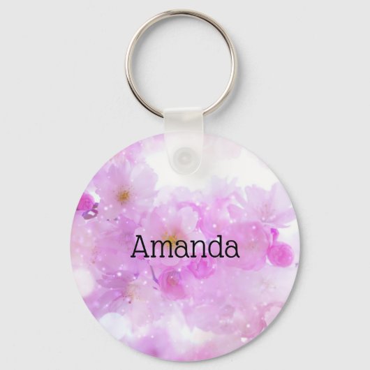Porte-clés Fleurs de fleurs de cerisier rose (Verso)