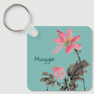 Porte-clés Fleurs de fleurs Quote positive Personnalisé Ajout